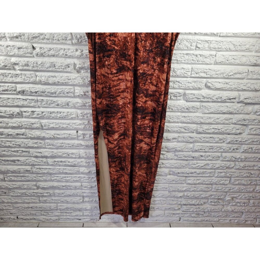 Shein Curve Women's 2XL Brown Watercolor Maxi Dress Sleeveless V-Neck WAT114XE - Picture 5 of 11